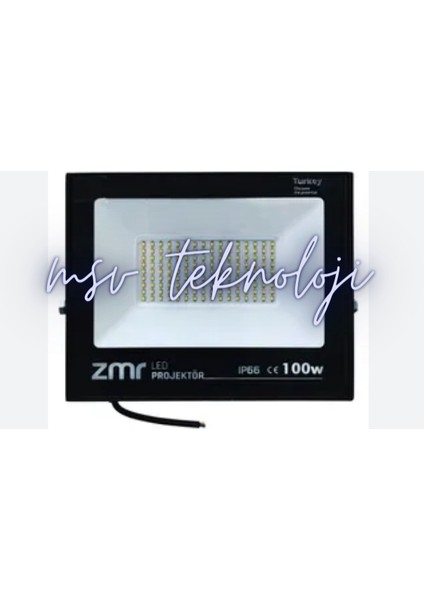 220 Volt 100 Watt Zmr Siyah Slim Kasa 6500K Beyaz Işık IP66 LED Projektör