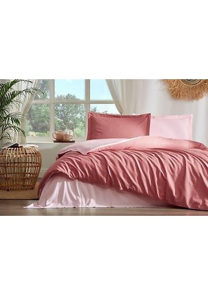 Çift Kişilik Ranforce Nevresim Takımı Colourist - Koyu Mercan Açık Mercan modelleri