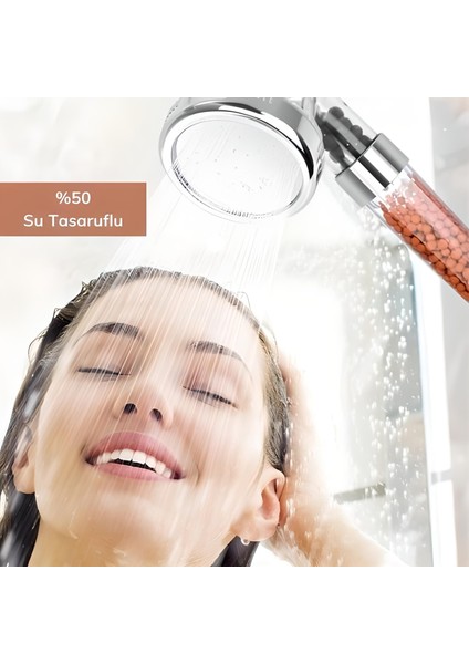 %50 Su Tasarruflu ve Arıtmalı Doğal Taşlı Banyo El Duş Başlığı