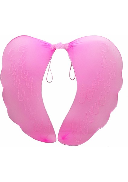 Pembe Renk Ortası Pembe Tüylü Tül Peri Kanadı 40X50 cm (Lisinya)