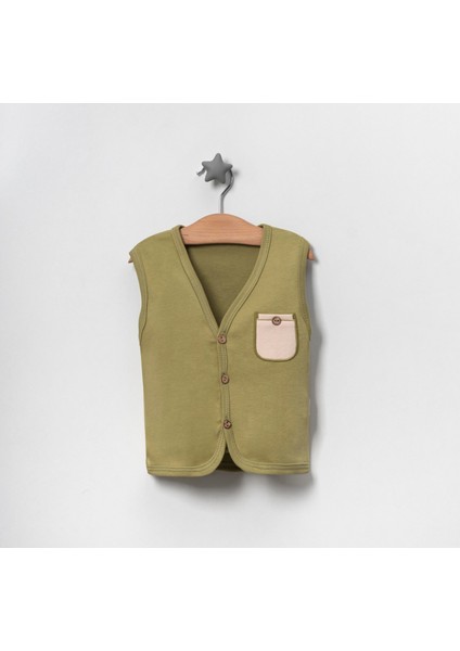 Cep Detaylı Bebek Penye Yelek