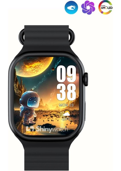 Watch 9 Pro Süper AMOLED Ekranlı Yapay Zeka Özellikli Akıllı Saat 2024 (Shinytech Türkiye Garantili)