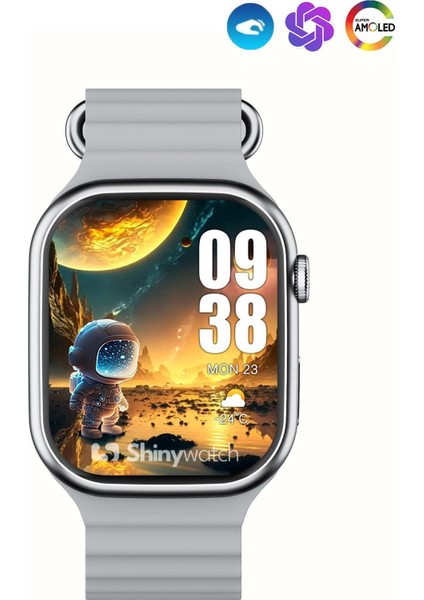 Watch 9 Pro Süper AMOLED Ekranlı Yapay Zeka Özellikli Akıllı Saat 2024 (Shinytech Türkiye Garantili)