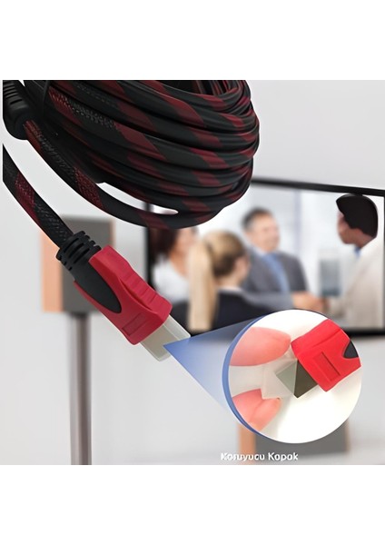 Mbb Eticaret HDMI Kablosu 10 Metre Hdtv Bilgisayar Uydu Görüntü Ses Full Hd Sargılı Görüntü Aktarma Kablosu