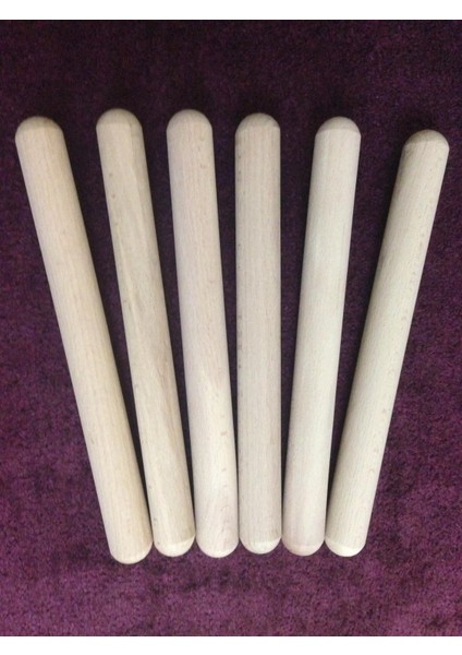 Ahşap Merdane Seti 6’lı Oyun Hamuru Düz 24 cm. ( Seramik Merdanesi )