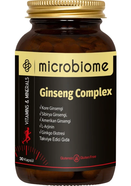 Ginseng Complex Kore, Sibirya, Amerikan Ginsengi, L-Arjinin ve Ginkgo Biloba 30 Kapsül