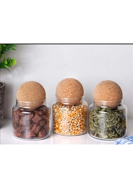 Top Mantar Kapaklı Kavanoz (3 Adet)