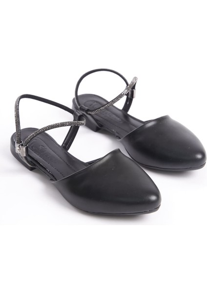 Arıana Lastikli Ortopedik Rahat Taban Bilekten Taş Detaylı Kadın Babet Ayakkabı St Siyah fırsatları