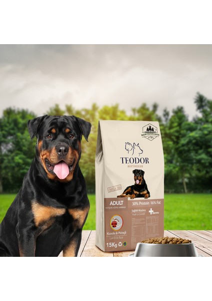 15KG Rottweıler Adult Kuzu Etli ve Pirinçli %30 Protein Köpek Maması