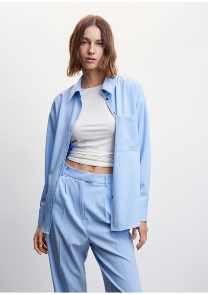 Tebeşir Çizgili Düz Pantolon modelleri