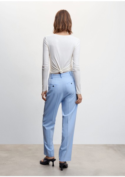 Tebeşir Çizgili Düz Pantolon