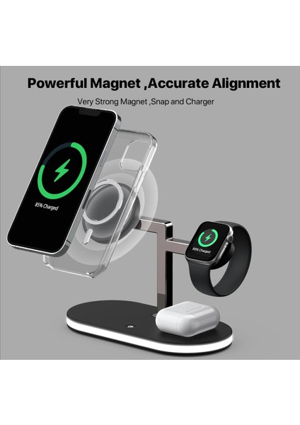 Appla Watch Magsafe Airpod Uyumlu 15W ve Gece Lambalı 4in1 Hızlı Şarj Istasyonu fiyatları