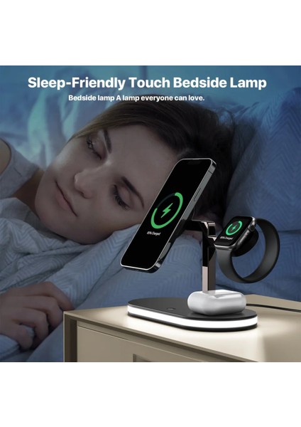 Appla Watch Magsafe Airpod Uyumlu 15W ve Gece Lambalı 4in1 Hızlı Şarj Istasyonu indirimleri