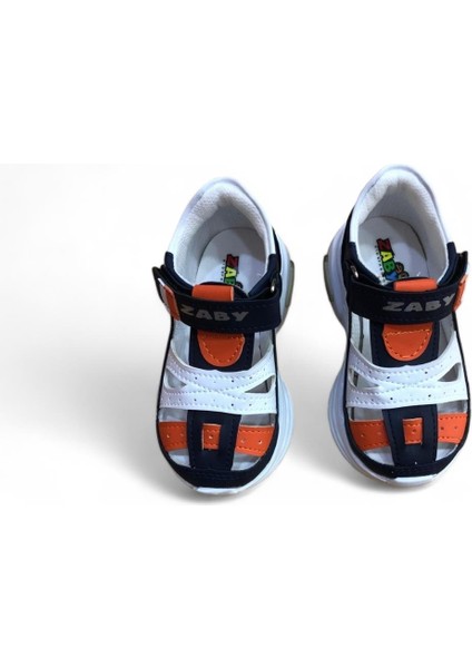 Erkek Bebe Ortopedik Cırtlı Esnek Hafif Nefes Alabilen Beyaz Lacivert Beyaz Turuncu Renk Işıklı Bebek Sneaker Spor Ayakkabı modelleri