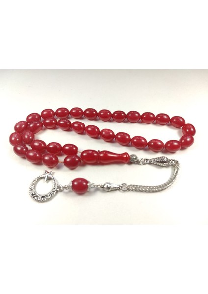 Gümüş Kaplama Püsküllü Çift Zımpara Çift Cilalı Sıkma Kehribar Sertifikalı 4386