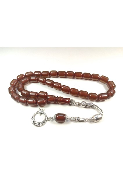 Gümüş Kaplama Püsküllü Çift Zımpara Çift Cilalı Sıkma Kehribar Sertifikalı 4368