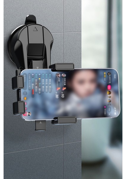 Araç Içi Uzayabilen Telefon Tutucu Ön Cam ve Torpido Üstü Yapışkanlı Uzunluk Ayarlı Kıskaçlı Kelepçe Vantuzlu
