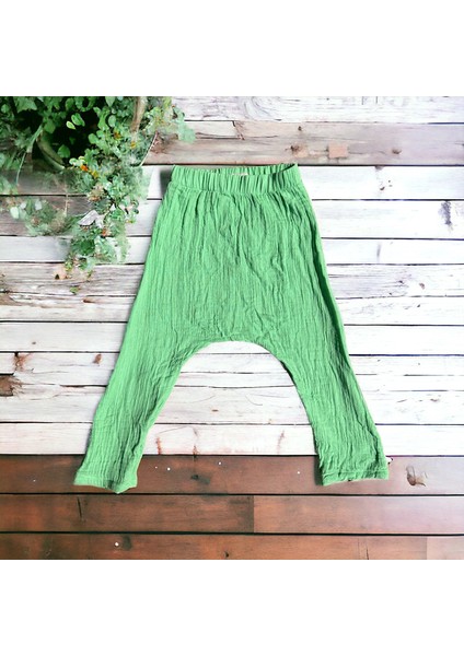 Çift Kat Müslin, Çocuk Müslin Şalvar Pantolon, %100 Pamuk, Beli Lastikli