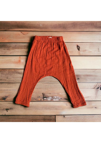 Çift Kat Müslin, Çocuk Müslin Şalvar Pantolon, %100 Pamuk, Beli Lastikli