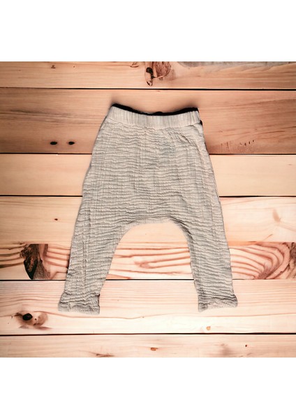 Çift Kat Müslin, Çocuk Müslin Şalvar Pantolon, %100 Pamuk, Beli Lastikli