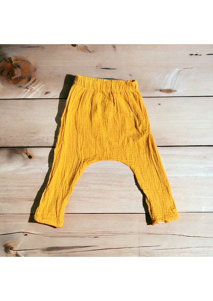 Çift Kat Müslin, Çocuk Müslin Şalvar Pantolon, %100 Pamuk, Beli Lastikli
