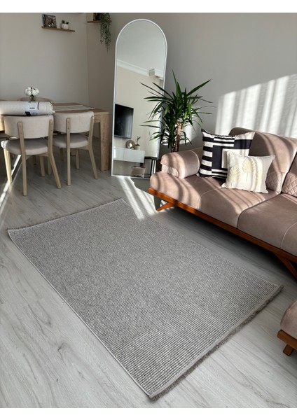Ribera Gri Yumuşak Dokulu Bukle Halı Kilim Salon Mutfak Koridor Yolluk Dokuma Makine Halısı