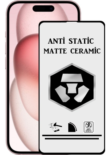 Apple iPhone 15 Tam Kaplayan Anti Statik Kırılmayan Mat Seramik Nano Esnek Ekran Koruyucu Cam