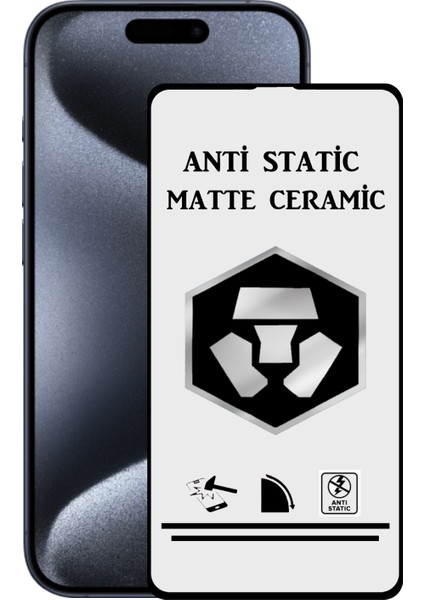 Apple iPhone 15 Pro Tam Kaplayan Anti Statik Kırılmayan Mat Seramik Nano Esnek Ekran Koruyucu Cam