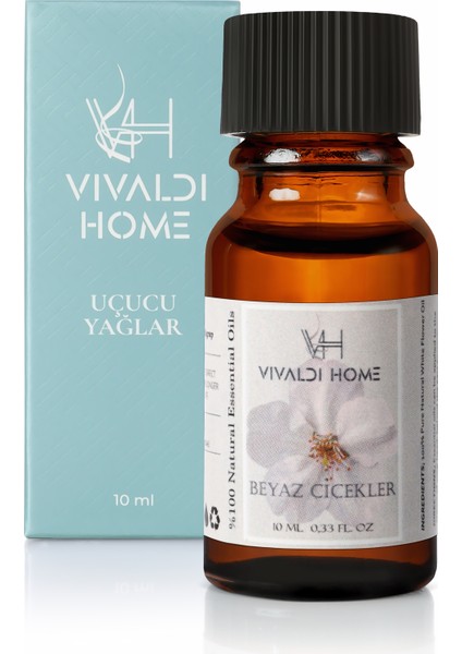 Vivaldi Home Beyaz Çiçekler Aromaterapi Uçucu Yağ Esansiyel Buhurdanlık Yağı 10ML