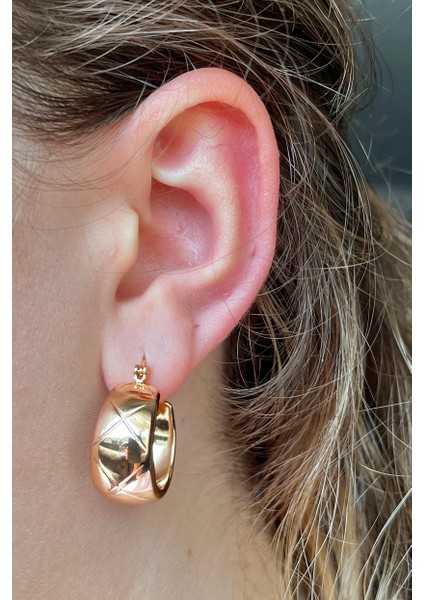 Nature Bombeli Halka Tarz Rose Gold Çelik Küpe fiyatları