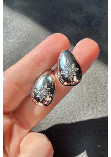 Nature Zirkon Taşlı Kuzey Yıldızlı Damla Model Küpe
