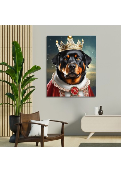 Tekli Dikey Kanvas Duvar Tablosu Kral Kostümlü Labrador Köpek