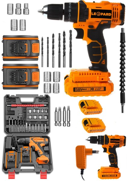 Darbeli Stark Alman Teknoloji 58 V 8 Ah Darbeli Şarjlı Vidalama Matkap + 27 Parça Setli Li-Ion Akül