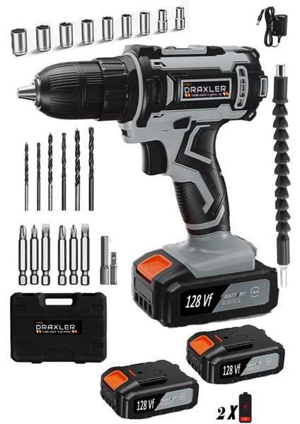 Tekno Trust 72 Volt Germany Technologie 128 Vf 14 Ah Çelik Şanzuman 24 Parça Set Hediyeli Çift Akülü Matkap Uç