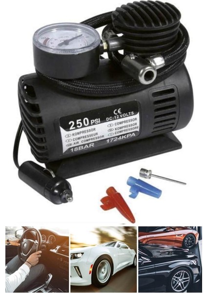 Oto Araç Kompresör 250 Psı Çakmaklıklı 12V Kompresör