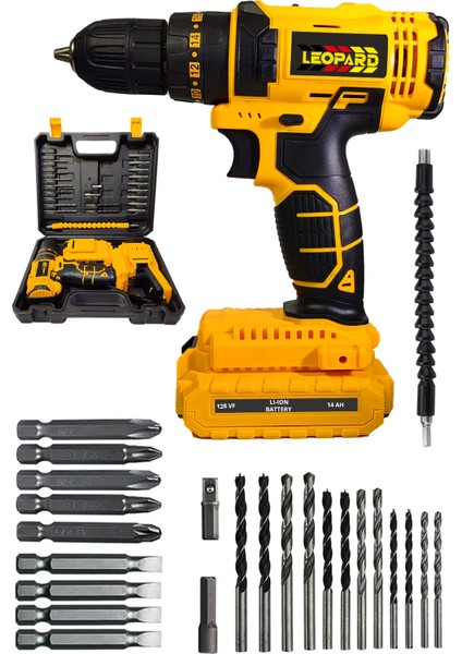 Tekno Trust Çift Akü Metal Şanzıman 128 Vf 14 Ah Darbeli Çift Akülü Şarjlı Matkap 24 Parça Akülü Vidalama Set 2