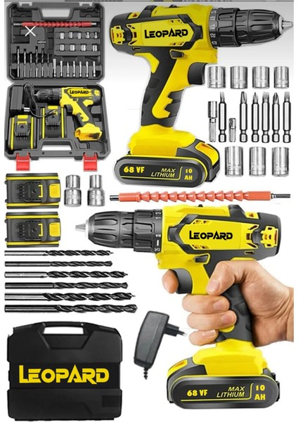 Tekno Trust 6.0 Ah ve Üstü Germany 58 V 10 Ah Bakır Sargılı Çelik Şanzuman Çift Akülü Şarjlı Matkap Seti Şarjlı