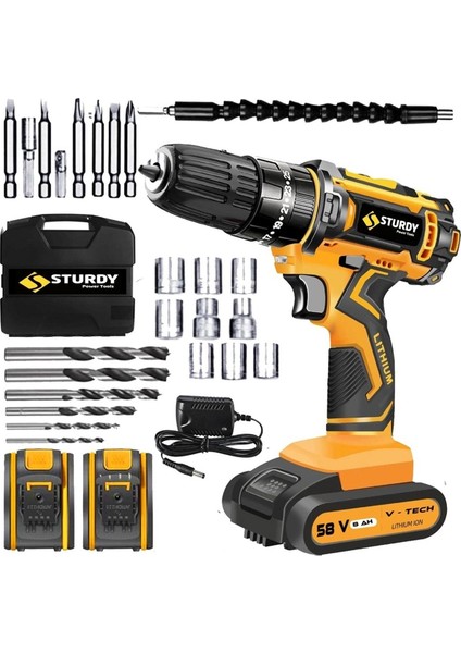Tekno Trust Li-Ion Akülü Vidalamalar Japon Technology 58V10AH Single Seri Darbeli Metal Şanzuman Şarjlı Çift Ak