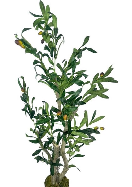 Yapay Çiçek Zeytin Ağacı Doğal Gövdeli Galvaniz Siyah Saksıda 95CM Yapay Ağaç