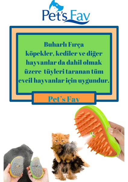 Buharlı Kedi ve Köpek Temizleme Yıkama Masaj Tarağı Fırçası ve Derin Temizleyici Kedi Şampuanı