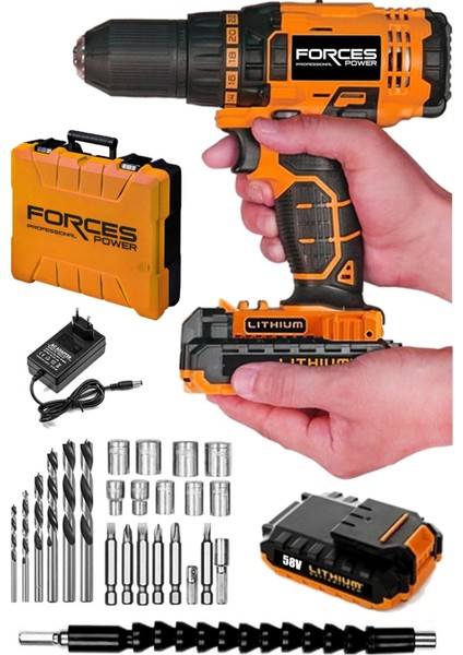 Tekno Trust Darbeli Germany X-Line 58 V 8 Ah Darbeli Metal Şanzıman Bakır Sargılı Çift Akülü Şarjlı Vidalama Ma