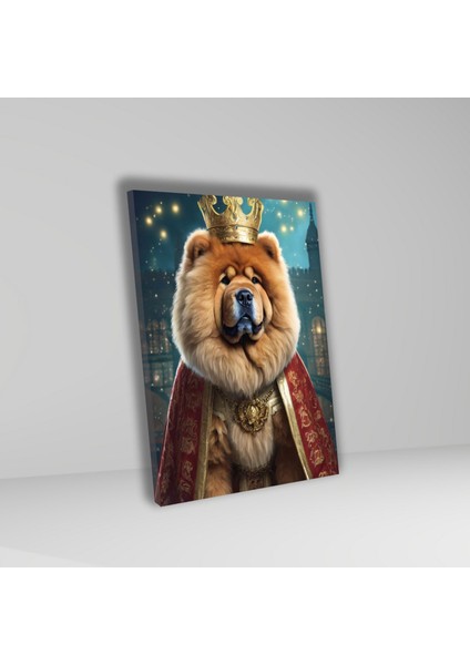 Tekli Dikey Kanvas Duvar Tablosu Kral Kostümlü Çin Aslanı Köpek fiyatları