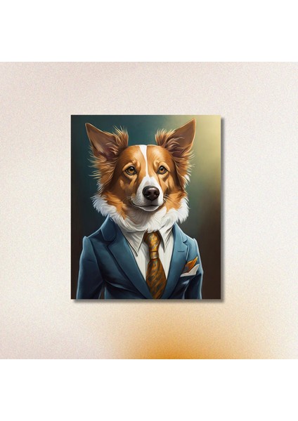 Tekli Dikey Kanvas Duvar Tablosu Takım Elbiseli Border Collie Köpek modelleri