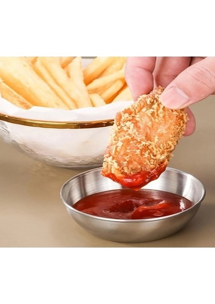 Paslanmaz Çelik 14 cm Çorba Kasesi 6 Adet Baharat Sos Tabağı Tereyağı Tabağı Meze Tabağı