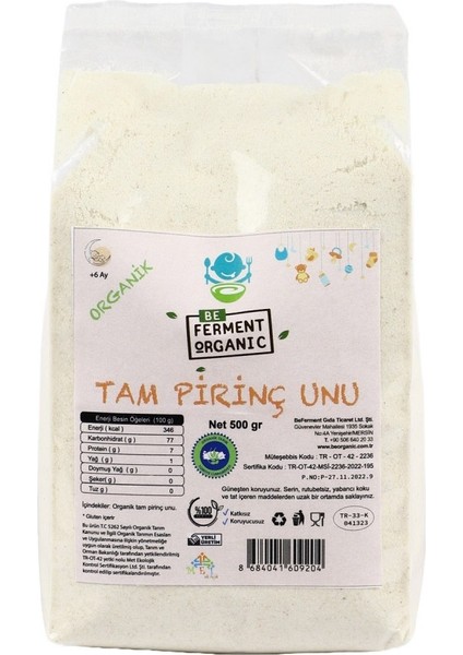 Beferment Organic Tam Pirinç Unu 500 G Jelatin