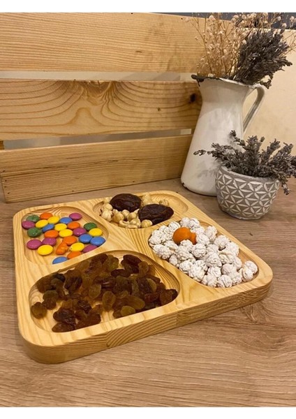 Gurme 4 Bölmesli Çerezkik ve Sunum Tabağı 21X21