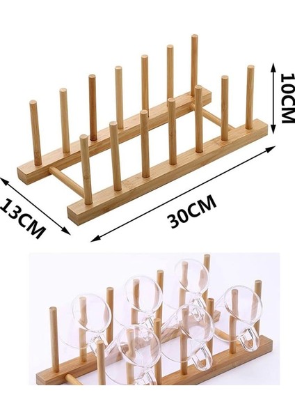 Ahlat Store Bambu Ahşap Bulaşıklık, Plaka Ahşap Stand Tencere Kapağı Tutucu Mutfak Dolabı Düzenleyici Kase, Fincan, Kesme Tahtası Tutucu Mutfak Tezgah Üstü Için Bulaşık Kurutma Rafı