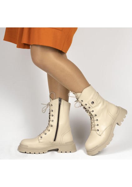 Kadın Hakiki Deri Uzun Postal Bot