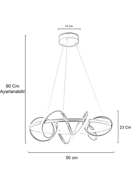 3 Işıklı Beyaz Modern Sarkıt Ufo Ledli Avize