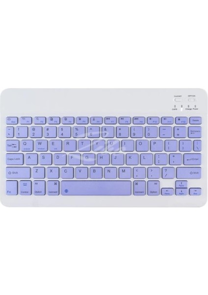 Samsung Galaxy Tab Active 3 T577 8" Uyumlu Kablosuz Bluetooth Şarjlı Mini Q Klavye Mouse Set - Mor
